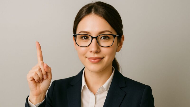 顔出し素人 OL メガネ 人差し指